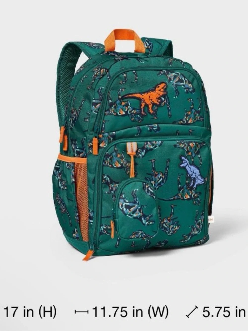 Cat & Jack Teal Dinosaur Backpack with Orange Accents